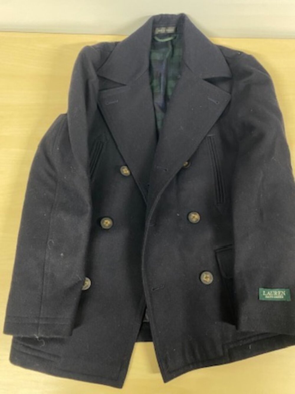 Lauren Ralph Lauren Wool Blend Double Breasted Peacoat Navy Size 12R